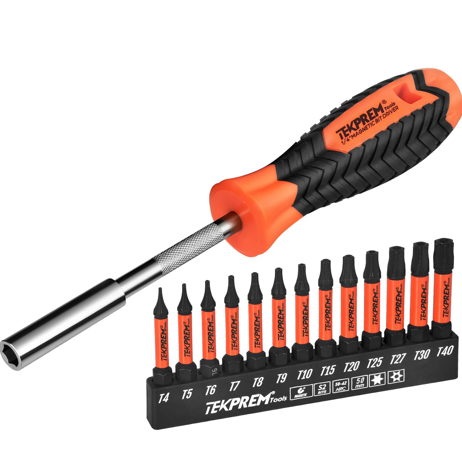 Long Torx Bit Set with Magnetic Bit Driver,TEKPREM 13-Piece